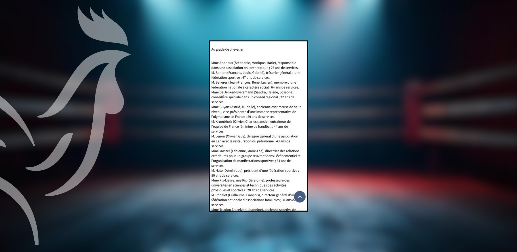 Légion d&rsquo;Honneur grade Chevalier pour M . Nato